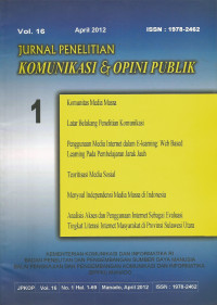 Jurnal Penelitian Komunikasi & Opini Publik 1, Volume 16 April 2012