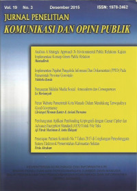 Jurnal Penelitian Komunikasi dan Opini Publik Volume 19 Nomor 3 Desember 2015
