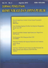 Jurnal Penelitian Komunikasi dan Opini Publik Volume 19 Nomor 2 Agustus 2015