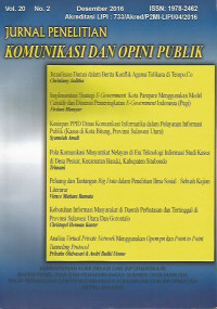Jurnal Penelitian Komunikasi dan Opini Publik
Volume 20 Nomor 2 Desember 2016