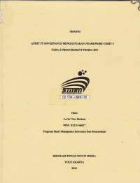 Audit IT Governance Menggunakan Framework Cobit 5 Pada E-Procurement Pemda DIY