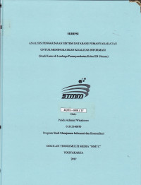 Analisis Penggunaan Sistem Database Sistem Pemasyarakatan Untuk Meningkatkan Kualitas Informasi (Studi Kasus di Lembaga Pemasyarakatan Kelas IIB Sleman)